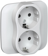 фото Розетка двухместная с заземлением  IEK FI-R24A-16-1-K36