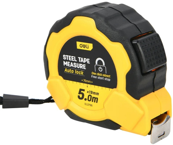 Изображение товара Рулетка строительная Deli DL3796 5 м ударопрочный корпус с автостопом