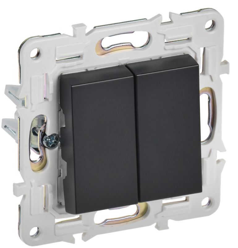 

Выключатель двухклавишный IEK SK-V20-0-10-K02 SKANDY 10А SK-V04Bl черный, SK-V20-0-10-K02