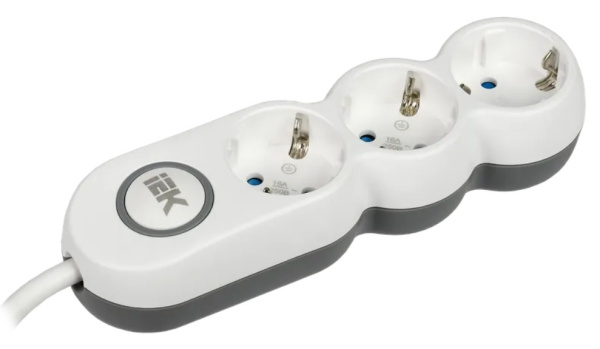 Изображение товара Удлинитель IEK WYP53-16-03-03-ZK с 3 розетками Schuko и защитными шторками