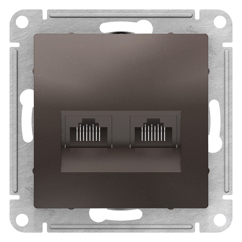 

Розетка Schneider Electric ATN000685 AtlasDesign, двойная, компьютерная, RJ45+RJ45, кат.5E, механизм, мокко, ATN000685