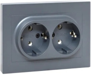 фото Розетка двухместная с заземлением в сборе  EKF UP1-SOG-210