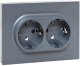 фото Розетка двухместная с заземлением в сборе EKF UP1-SOG-210