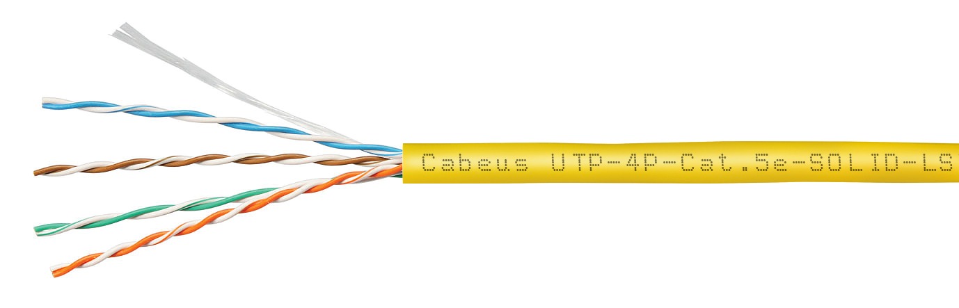 

Кабель витая пара U/UTP 5e кат. 4 пары Cabeus UTP-4P-Cat.5e-SOLID-LSZH-YL-100 (24 AWG), одножильный, желтый, LSZH, нг(А)-HF, (100 м), UTP-4P-Cat.5e-SOLID-LSZH-YL-100