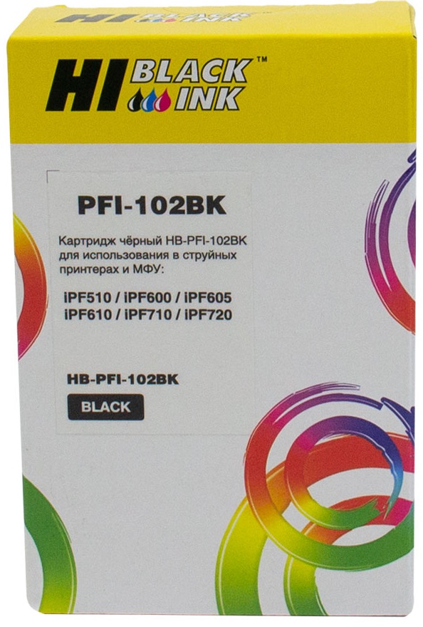 

Картридж Hi-Black 1100001 (HB-PFI-102Bk) для Canon IPF-510/600/710, Bk, 1100001