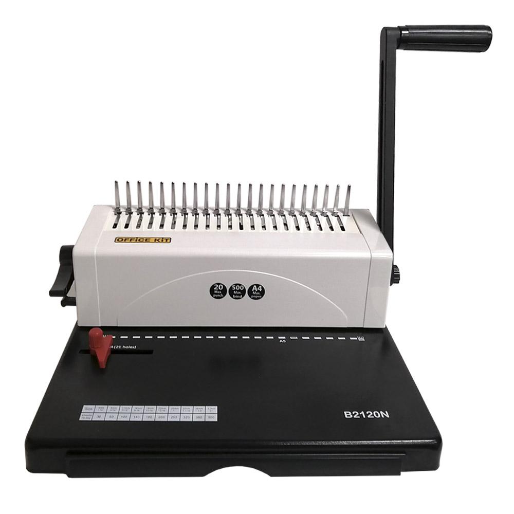 

Брошюровщик Office Kit B2120N механическая перфорация, 25 л., переплет max 500 л, на пластиковую пружину, 2 рукоятки, B2120N