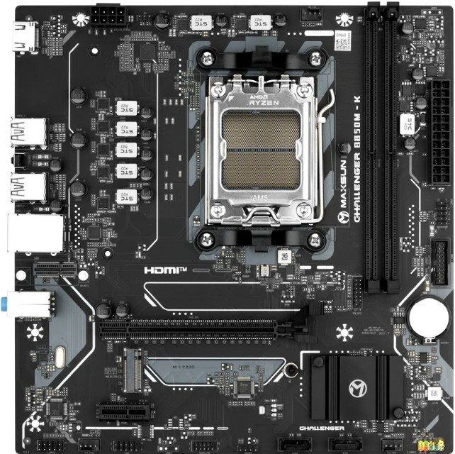 

Материнская плата mATX MAXSUN MS-Challenger B850M-K (AM5, AMD B850, 2*DDR5, 2*SATA, M.2, 4*USB 3.2, 2*USB 2.0, PCIe, DP, HDMI), MS-Challenger B850M-K