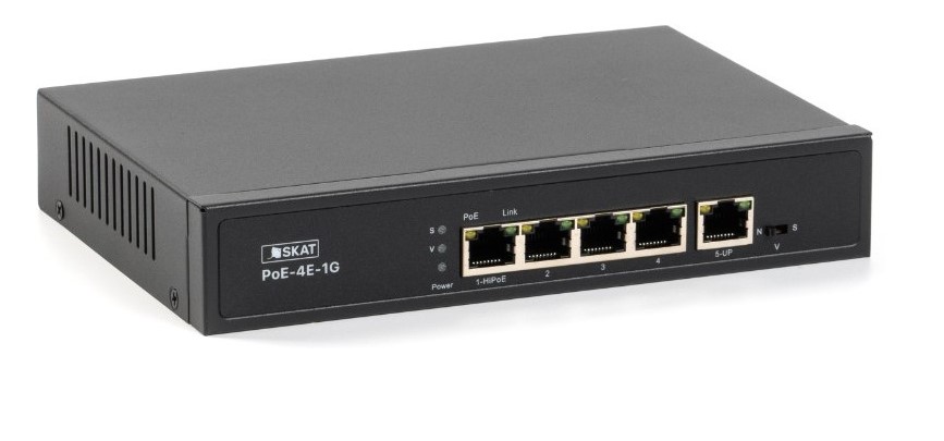 

Коммутатор Бастион SKAT PoE-4G-1G PoE Plus, мощность 80Вт, порты: 4-Ethernet, 1-Uplink, SKAT PoE-4G-1G