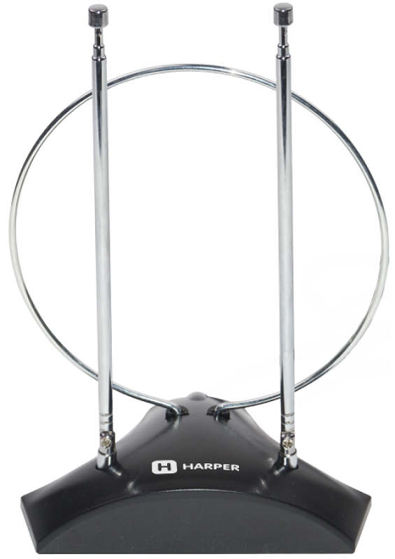 

Антенна Harper ADVB-2010 H00001352 комнатная, пассивная, DVB-T2, VHF/UHF (174–230 MHz, 470-862 MHz), 5-7 dB, 75 Ω, ≤3 dB, 1.5 м, ADVB-2010