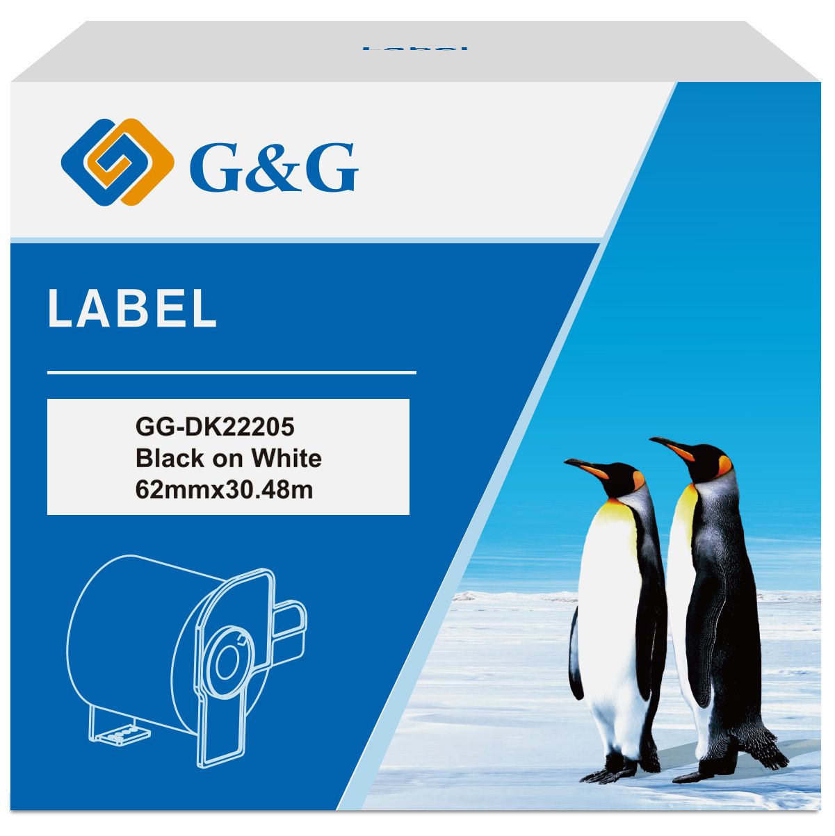 

Картридж ленточный G&G GG-DK22205 черный на белом 62x30.48 для Brother P-touch QL-500, QL-550, QL-700, QL-800, GG-DK22205