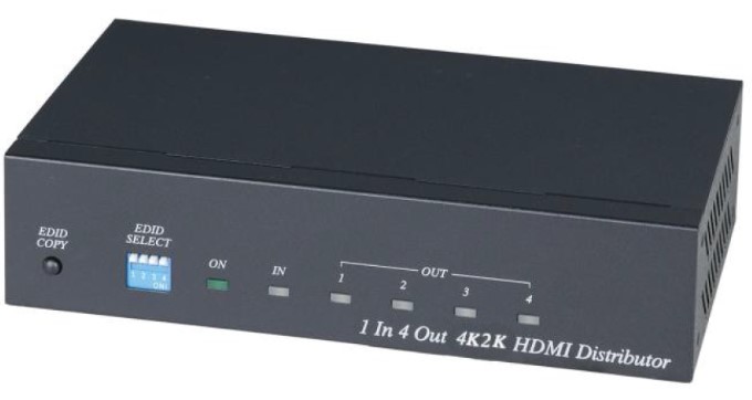 

Разветвитель HDMI SC&T HD04-4K6G (1 вход/4 выхода), 4K(60Гц), HDMI 2.0, HDCP 1.4, 2.2, DVI 1.0. Вх. - HDMI(A)/RS232(DB9)/Роз.2,1х5мм(DC5V). Вых. - HDM, HD04-4K6G