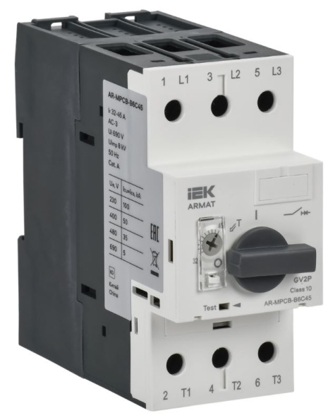 Изображение товара Автоматический выключатель для защиты двигателя IEK AR-MPCB-B6C45