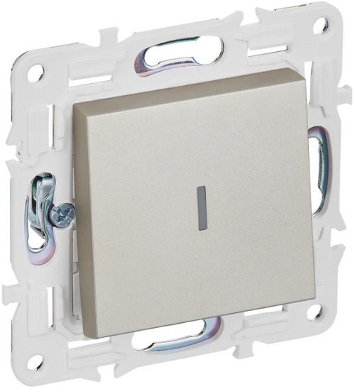 

Выключатель одноклавишный с подсветкой IEK SK-V10-1-10-K37 SKANDY 10А SK-V07Sh Шампань, SK-V10-1-10-K37