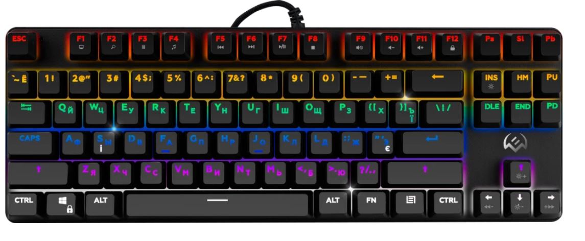 

Клавиатура Sven KB-G9150 SV-017651 игровая механическая (87кл., 12 Fn функций, подсветка), KB-G9150