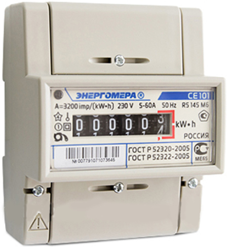 

Счетчик электроэнергии Энергомера 101001003007791 CE101 R5 145 M6 однофазный однотарифный, 5(60), кл.точ. 1.0, D, ЭМОУ, 101001003007791