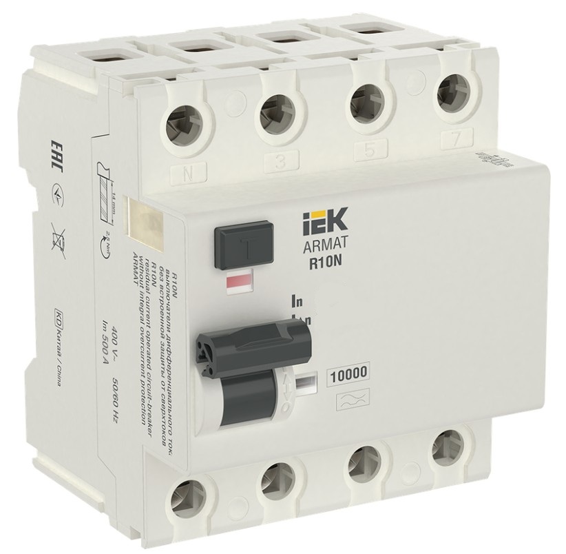 

Выключатель дифференциального тока (ВДТ, УЗО) IEK AR-R10N-4-063CS100 ARMAT R10N 4P 80А 100мА тип AC-S, AR-R10N-4-063CS100