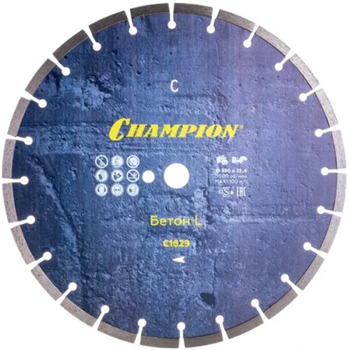 

Диск алмазный CHAMPION C1629 бетон L 350/25,4/10 Concremax (старый бетон, ж/б с наполн.сред.тв), C1629