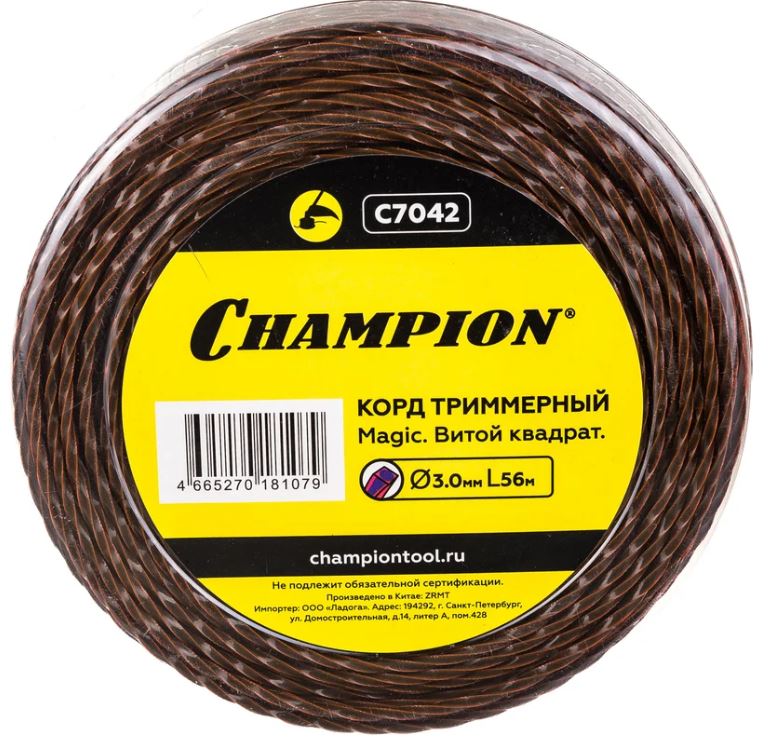 

Корд CHAMPION C7042 триммерный Magic 3,0мм*56м (витой квадрат), C7042