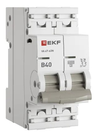 

Автоматический выключатель EKF M636240B 2P 40А (B) 6кА ВА 47-63N PROxima, M636240B