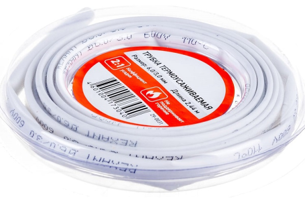 Изображение товара Трубка термоусаживаемая Rexant 29-0031 белая 2.44 м