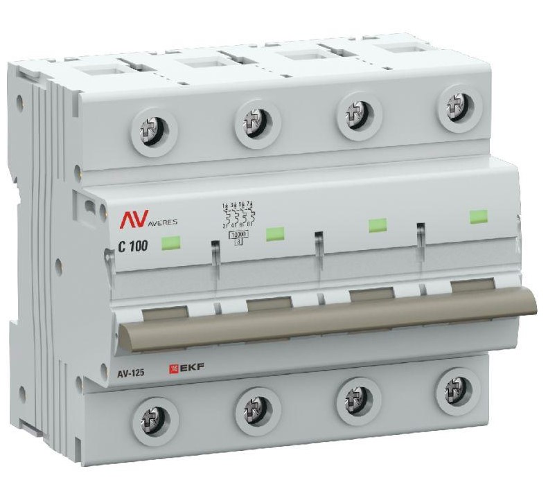 

Автоматический выключатель EKF mcb125-4-100C-av AV-125 4P 100A (C) 10kA AVERES, mcb125-4-100C-av