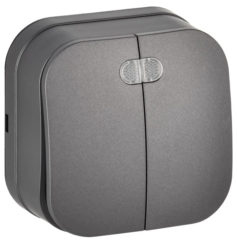 

Выключатель двухклавишный с подсветкой IEK EVH21-K46M-10 GLORY для открытой установки 10А ВС20-2-1-ХСм сталь матовый, EVH21-K46M-10