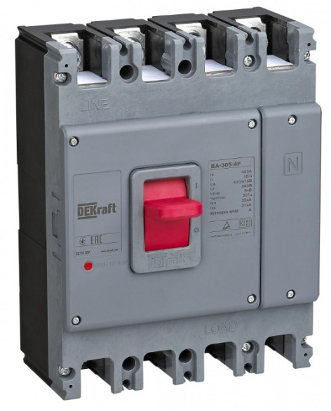 Изображение товара Автоматический выключатель в литом корпусе DEKraft 22793DEK 4-полюсный 400A ВА-305