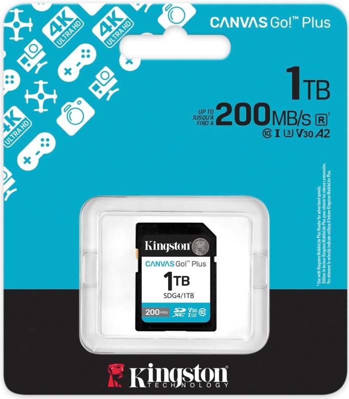 

Карта памяти SDXC 1TB Kingston SDG4/1TB Go Plus G4 200R V30, SDG4/1TB
