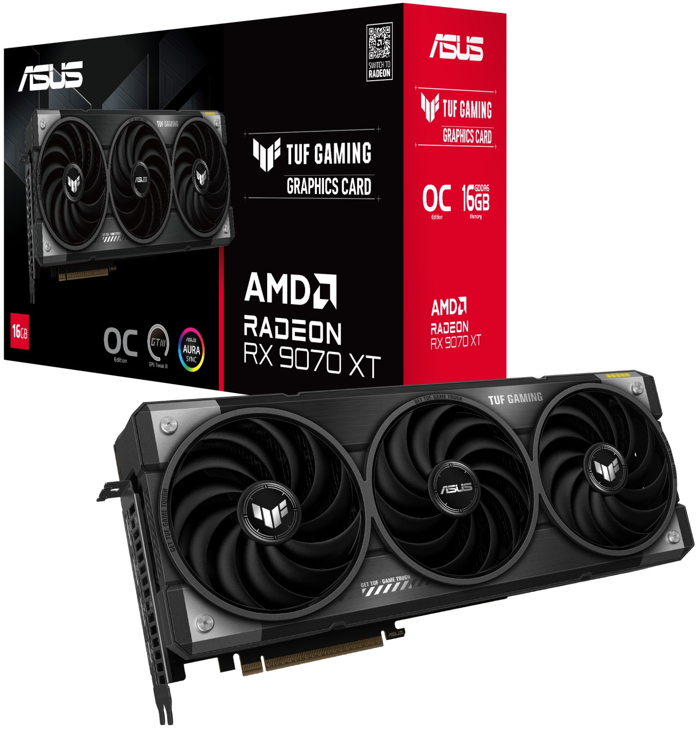 

Видеокарта PCI-E ASUS Radeon RX 9070 XT TUF GAMING OC (TUF-RX9070XT-O16G-GAMING) 90YV0L70-M0NA00 16GB GDDR6 256bit 5nm 2520/20000MHz 2*DP 2*HDMI, Radeon RX 9070 XT TUF GAMING OC (TUF-RX9070XT-O16G-GAMING)