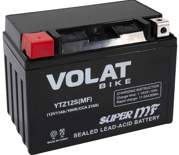 Батарея VOLAT YTZ12S(MF)Volat (11 Ач, 12 V) Прямая, L+ 150x87x110 (для мототехники)