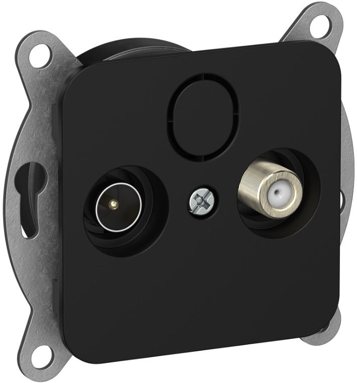 

Розетка телевизионная оконечная IEK FI-AF23-O-K02 FLITE TV+SAT экранированная РТВс-2-1-1-ФлЧ черный, FI-AF23-O-K02