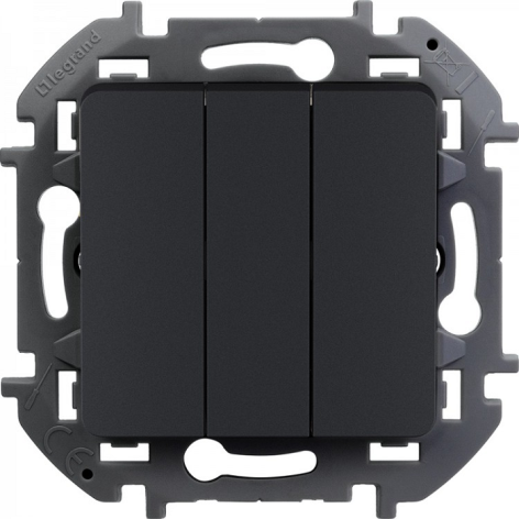 Изображение товара Выключатель Legrand 673643 трехклавишный встраиваемый IP20 Черный