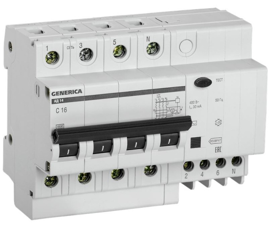 Изображение товара Автомат дифференциальный GENERICA MAD15-4-016-C-030