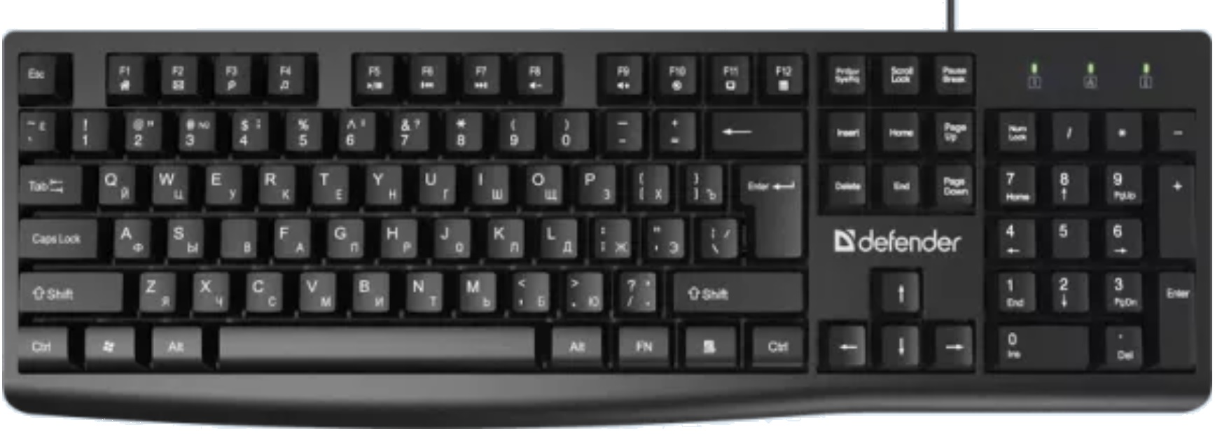 

Клавиатура Defender Navigator HB-138 черн, 104 кнопки+FN,1.8м, Navigator HB-138
