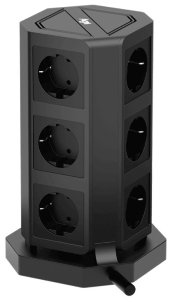 Изображение товара Сетевой фильтр AGNI TP-VD5U9E-C-3m-black с 9 розетками и USB