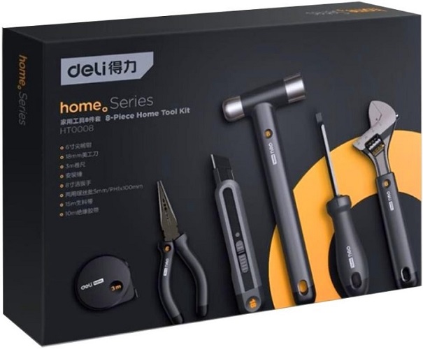 

Набор Deli HT0008 ручного инструмента Home Series Black 8 предметов, HT0008