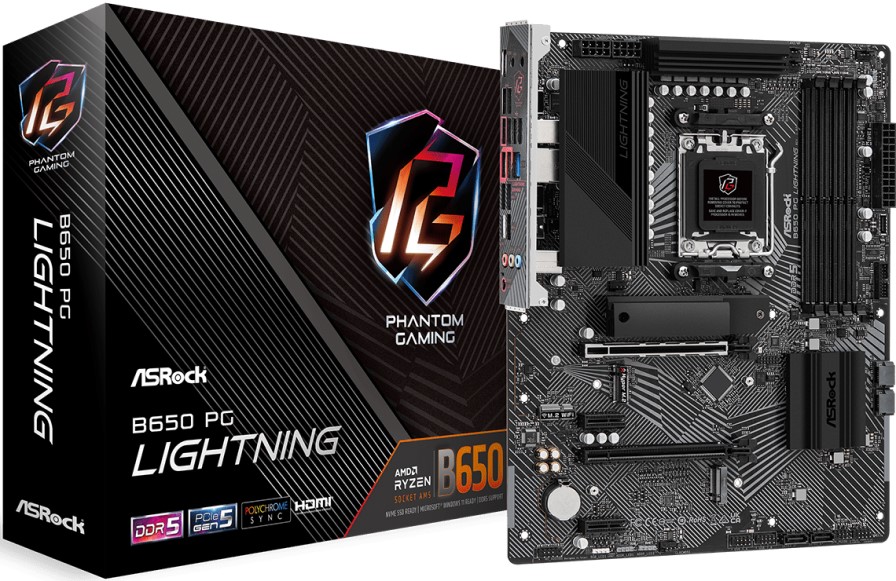 

Материнская плата ATX ASRock B650 PG LIGHTNING (AM5, AMD B650, 4*DDR5 (6400), 4*SATA 6G RAID, 3*M.2, 4*PCIE, HDMI, USB Type-C, 7*USB 3.2, 4*USB 2.0), B650 PG LIGHTNING