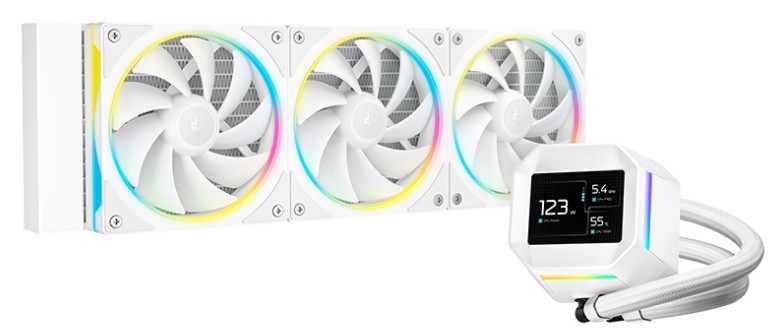 

Система охлаждения жидкостная Deepcool LM360 WH LGA1851/1700/1200/115X/AM5/AM4 (300W, 3*120mm, 400-2400rpm, 66.23CFM, 36.07dBa), LM360 WH