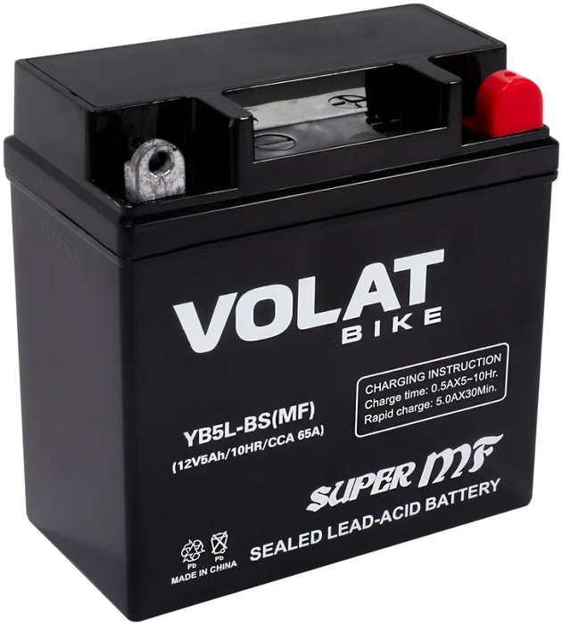

Батарея VOLAT YB5L-BS(MF)Volat (5 Ач, 12 V) Обратная, R+ 119х60х129 (для мототехники), YB5L-BS(MF)Volat