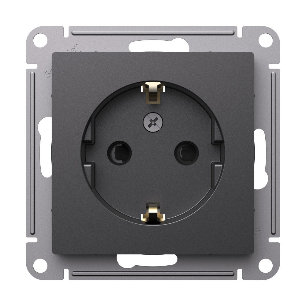 

Розетка с заземлением Systeme Electric ATN001445 AtlasDesign со шторками, 16А, механизм, базальт, ATN001445