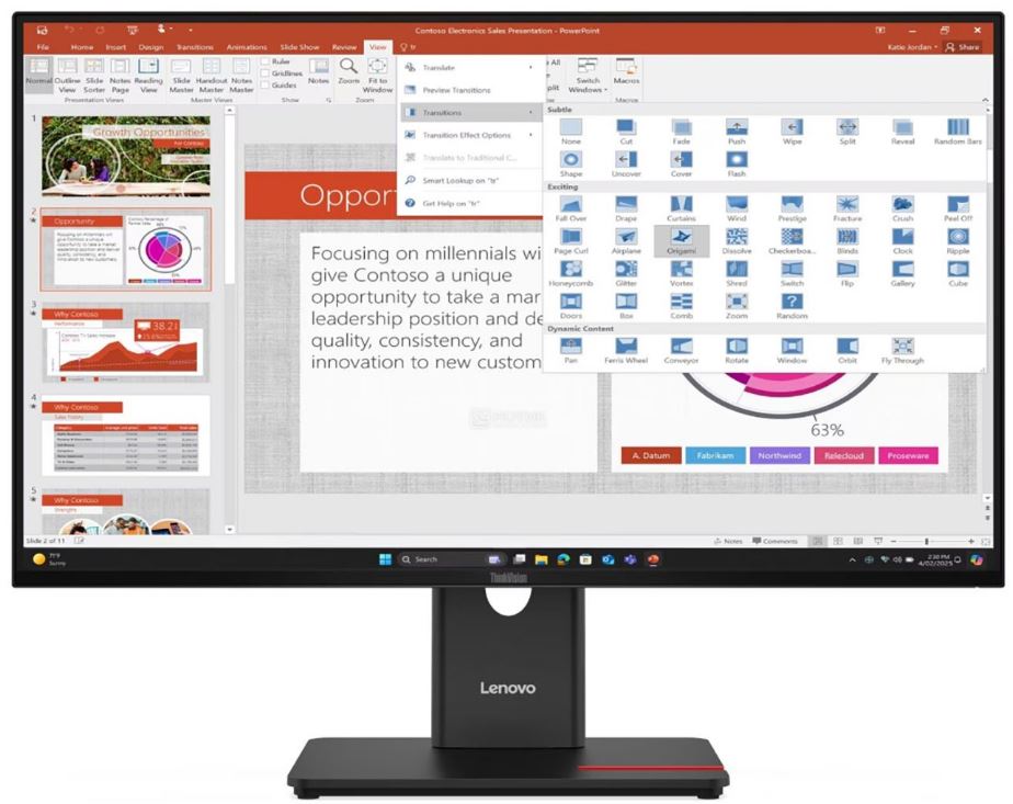 Монитор 27" Lenovo ThinkVision T27-40 64A5MAT6EU 1920x1080, WLED, 16:9, IPS, 300cd/m, 1500:1, 178°/178°, VGA, HDMI, DP, 120Hz, black