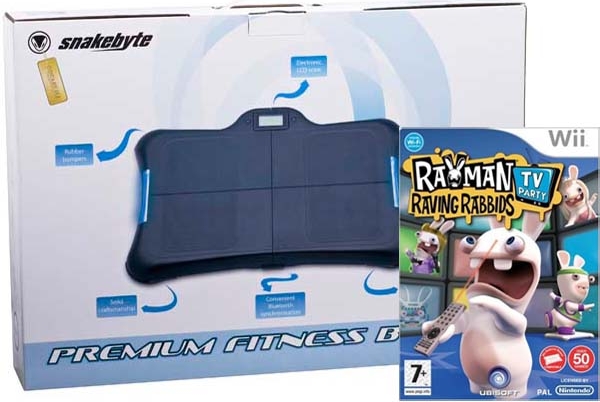 

Комплект игровой Snakebyte <> Fitness Board + Rayman контроллер Premium Fitness Board black + Rayman Raving Rabbids: TV Party (Wii), Fitness Board + Rayman