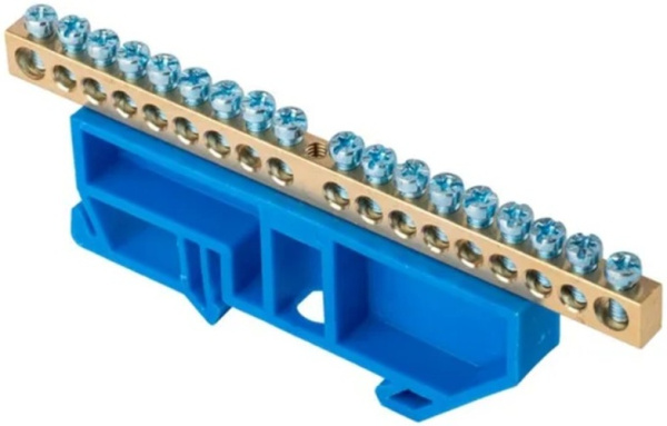 Изображение товара Шина EKF sn0-63-18-d для нулевых проводников, DIN-рейка, латунь, 18 отверстий