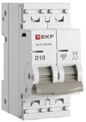 

Автоматический выключатель EKF M63MA6210D ВА 47-63N MA 2P 10А (D) 6кА без тепл. расцепит. PROXIMA, M63MA6210D
