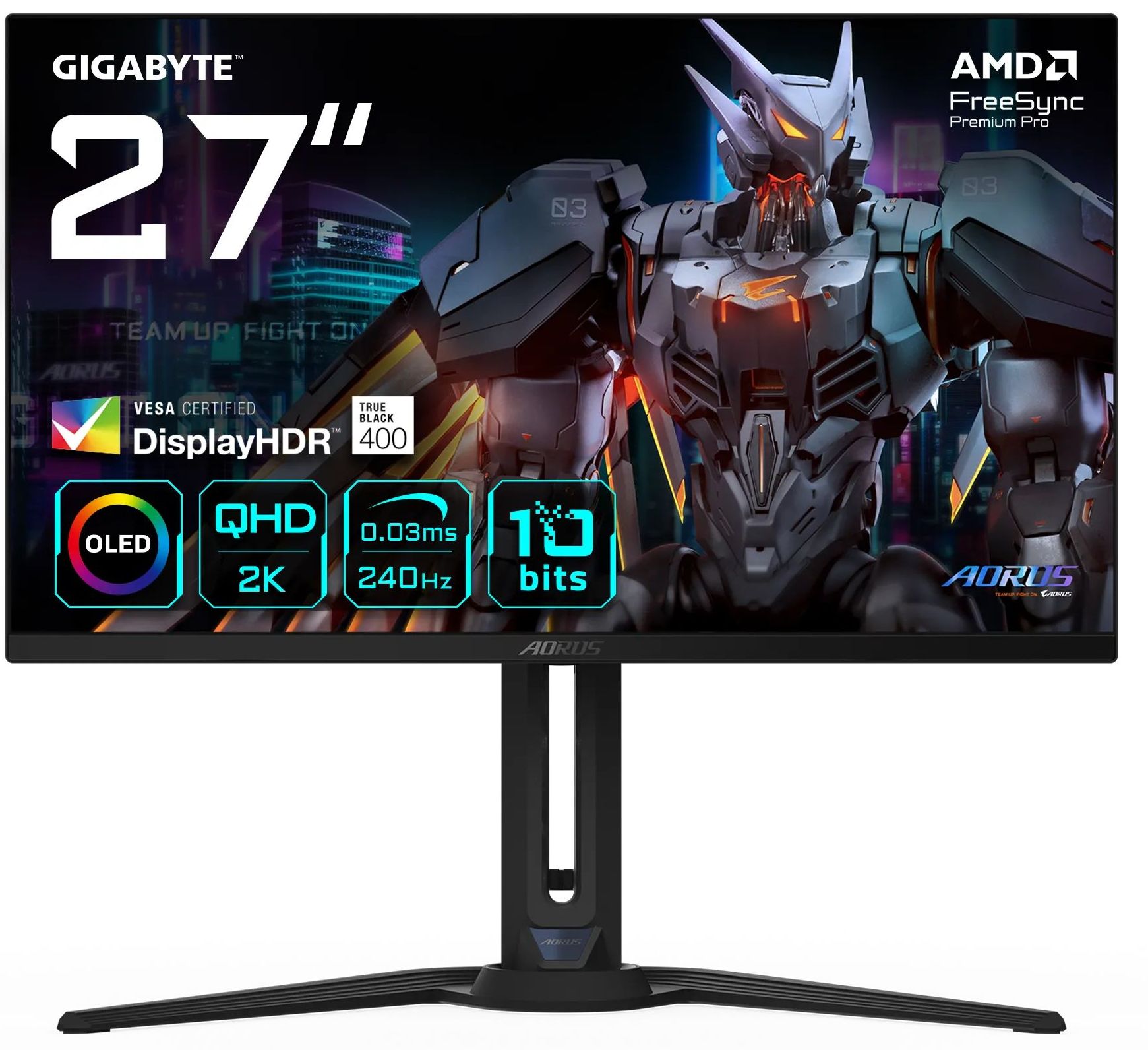 

Монитор 27" GIGABYTE FO27Q2 Black (OLED, 25601440, 240Hz, 250 cd/m, 1000:1, 2xHDMI 2.1, DP 1.4 3xUSB 3.2, USB Type-C), FO27Q2