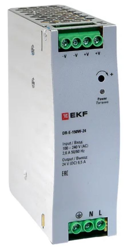 

Блок питания EKF DR-E-150W-24 на дин рейку 150 вт, 220 В AC /24 В DC, DR-E-150W-24
