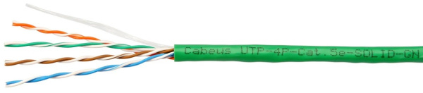 Изображение товара Кабель витая пара U/UTP 5e кат. 4 пары Cabeus UTP-4P-Cat.5e-SOLID-LSLTx-GN-25