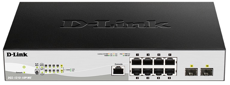 

Коммутатор PoE D-link DGS-1210-10P/ME/B1A 8xUTP 100/1000, 2xSFP Gigabit, 78Wt, L2, DGS-1210-10P/ME/B1A