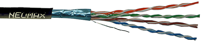 

Кабель витая пара F/UTP 5e кат. 4 пары Neomax NM20031 23AWG(0.52 мм), медь, одножильный (solid), внешний, PE, чёрный, уп/305м, NM20031