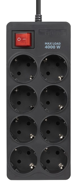 

Сетевой фильтр Filum FL-SP8-3.0M-16, 4000 Вт., 8 розеток, шнур 3.0 м., черный, FL-SP8-3.0M-16